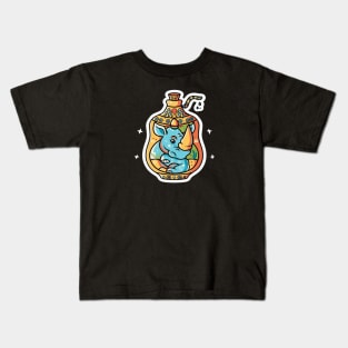 Stylized Rhino in a Genie Bottle Kids T-Shirt